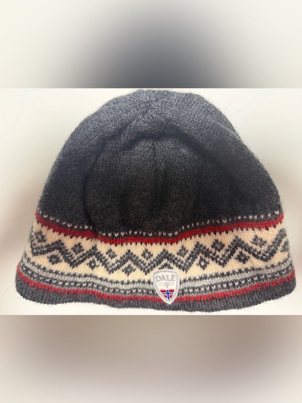 Dale of Norway dark grey/cream wool Fair Isle Knit beanie